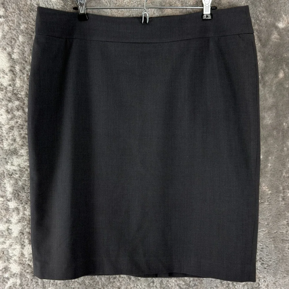 Nine West Size‎ 14 Minimalist Preppy Stretch Midi Pencil Skirt Black Zip Lined
